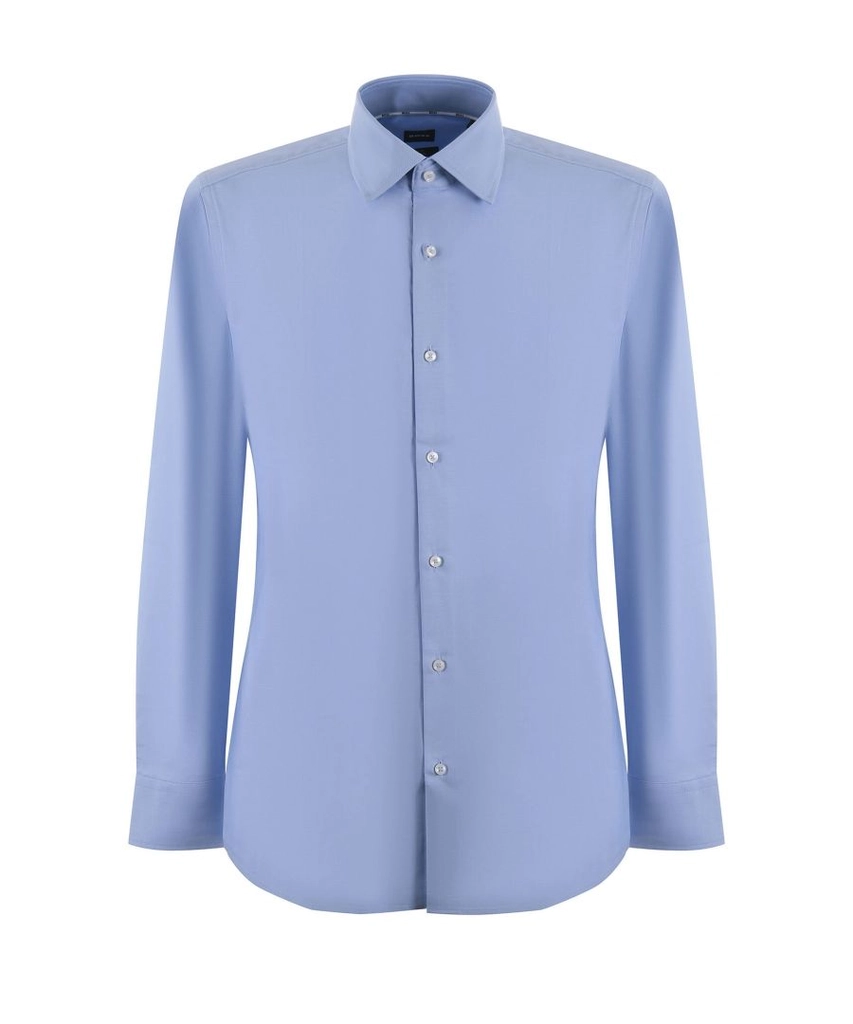 Hugo Boss Mens H-hank-kent-c6-242 Long Sleeved Shirt Light Pastel Blue - Size 15.5 inch